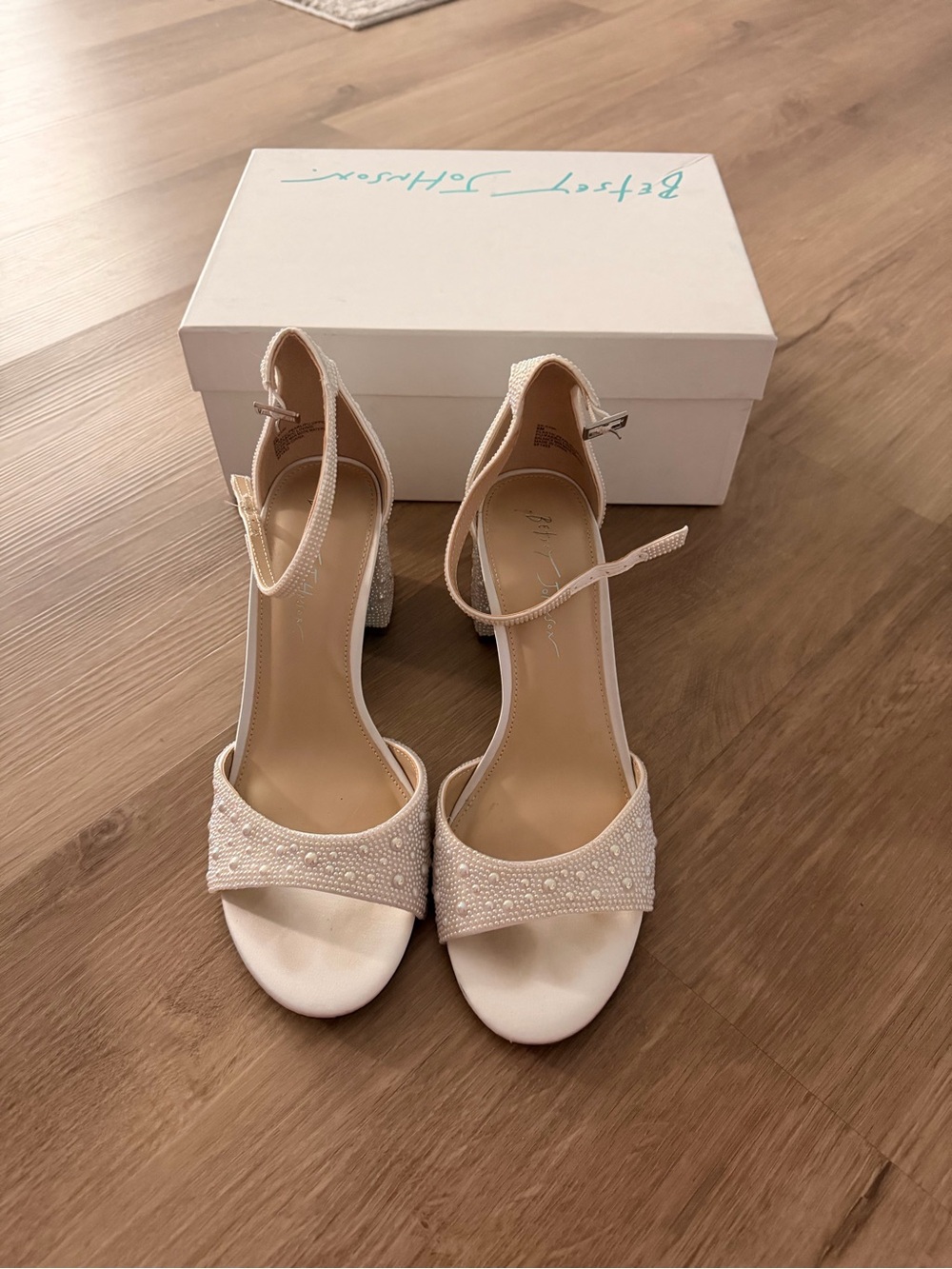 Betsey Johnson Pearl-Embellished Women's Ankle-Strap Heels